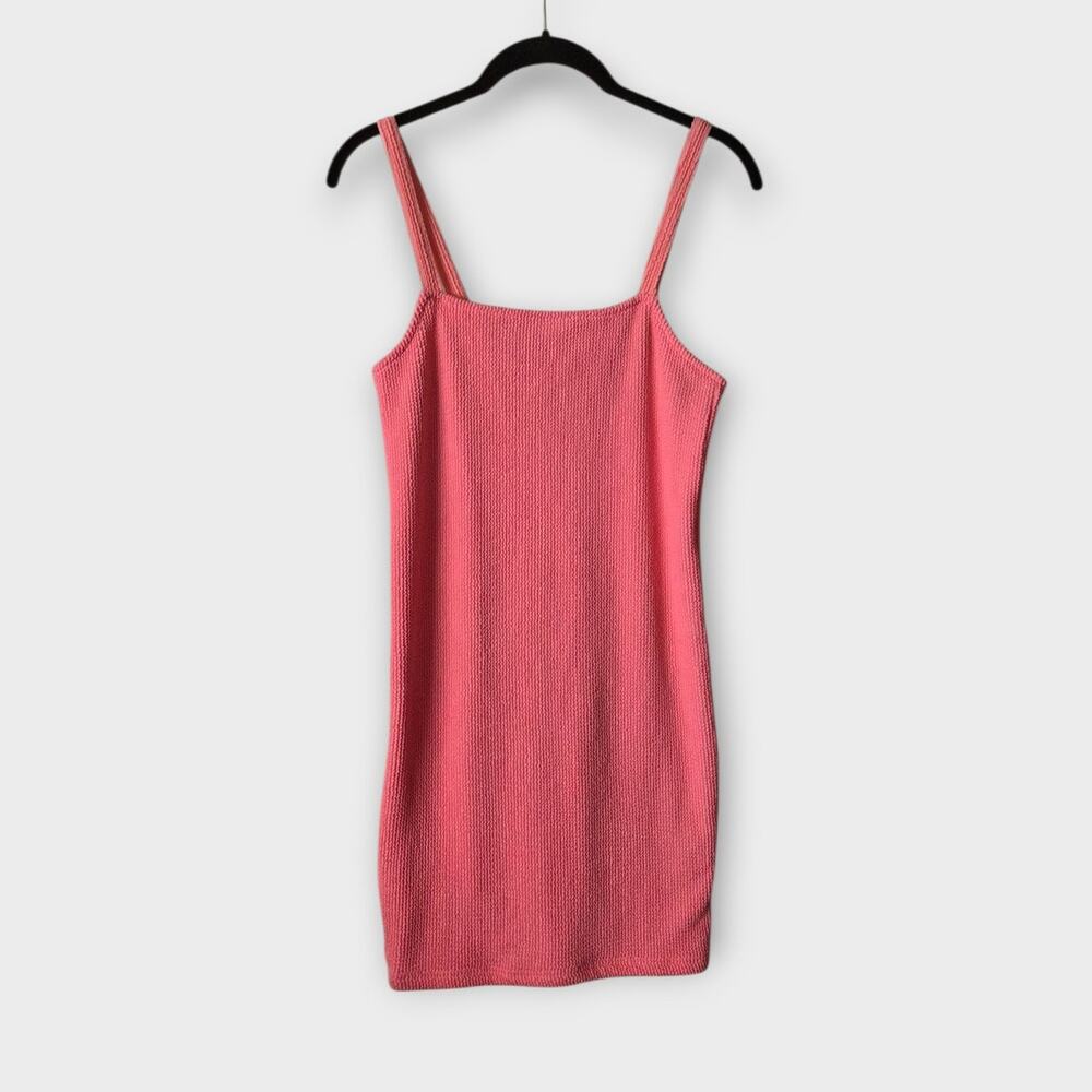 Araminta James Womens Crinkle Tank Mini Dress Pink Medium Bodycon Stretchy